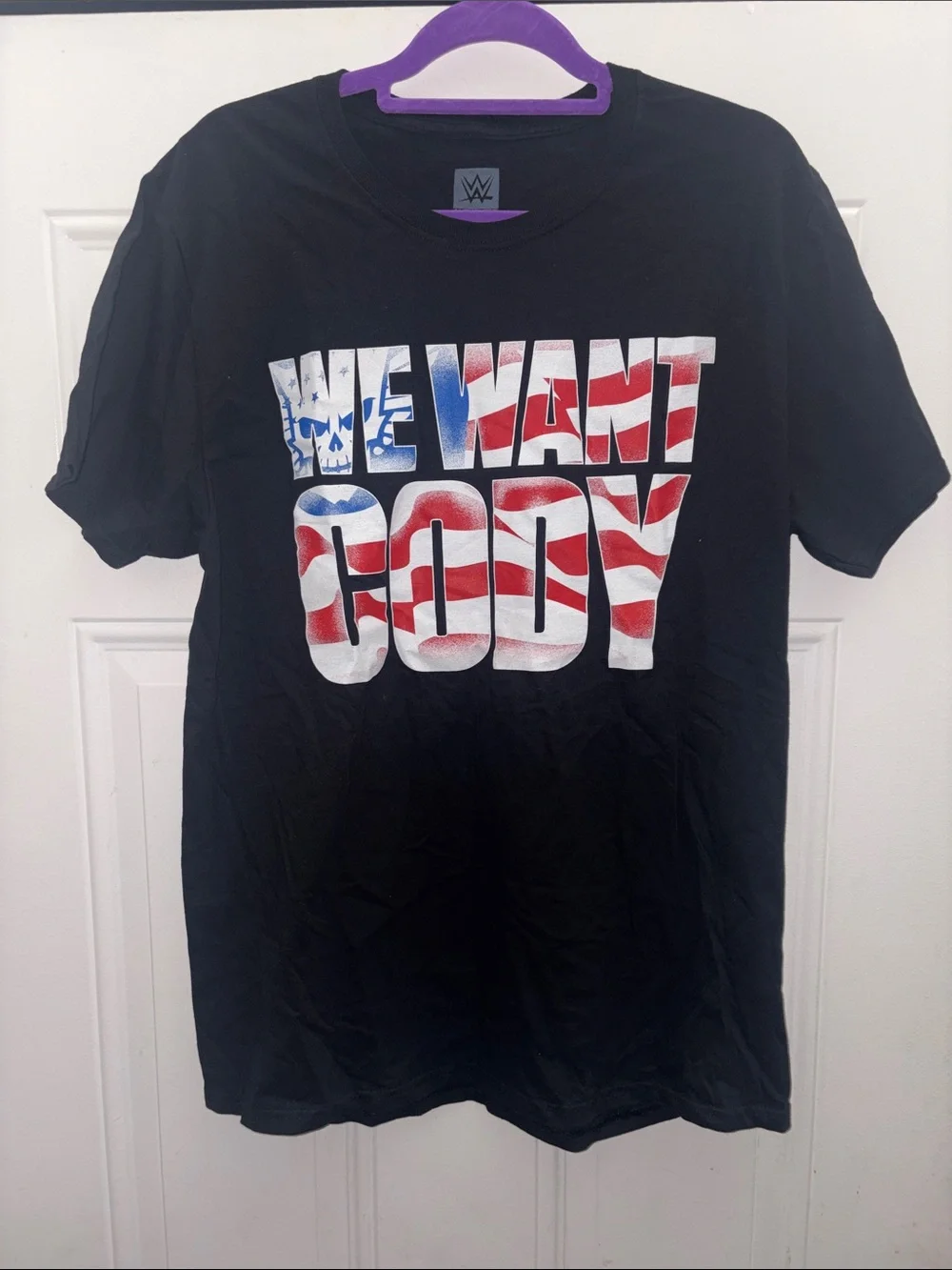WWE Cody Rhodes ‘We Want Cody' Red White Blue Flag Graphic Tee